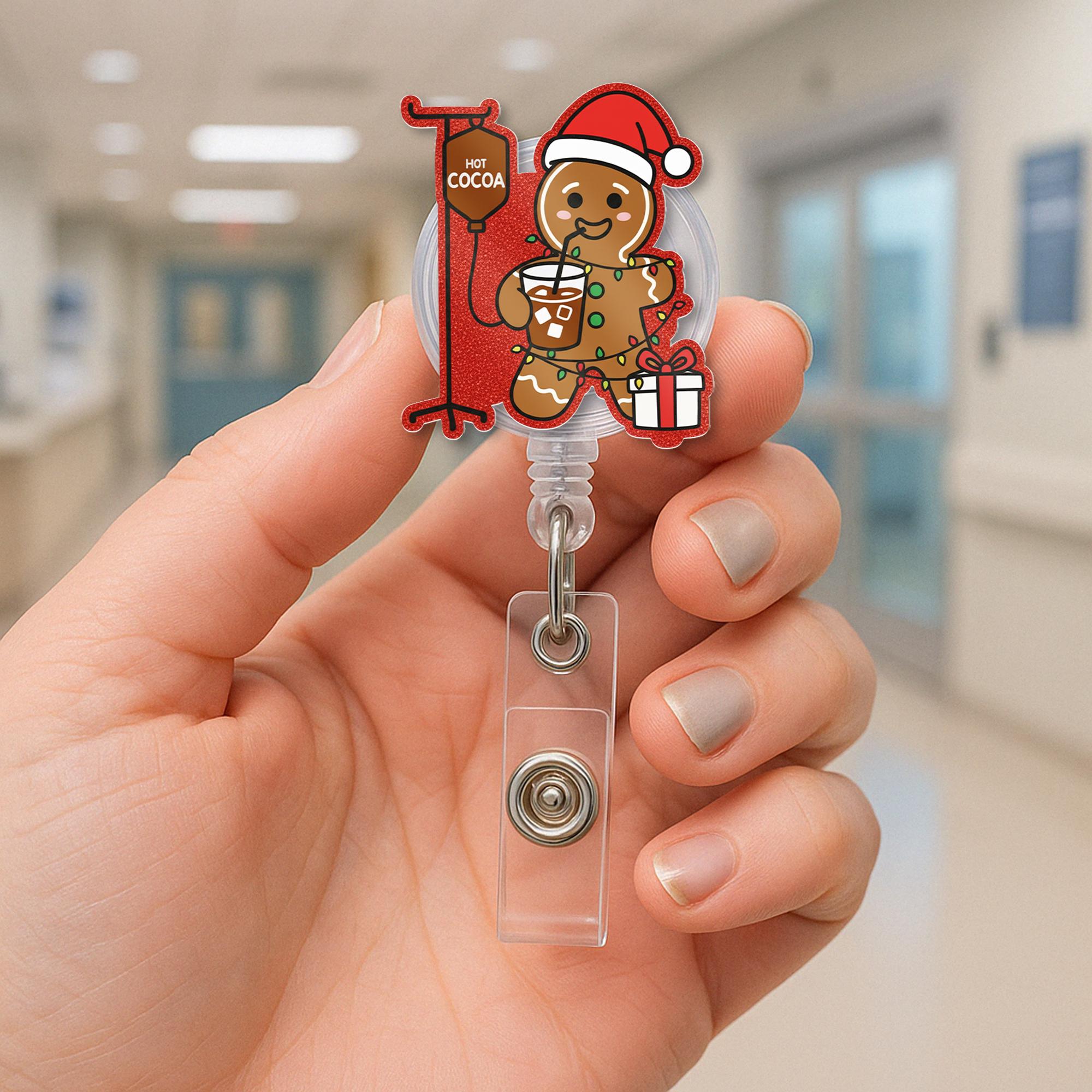 Gingerbread Nurse Christmas Badge Reel: Holiday RN ID Holder