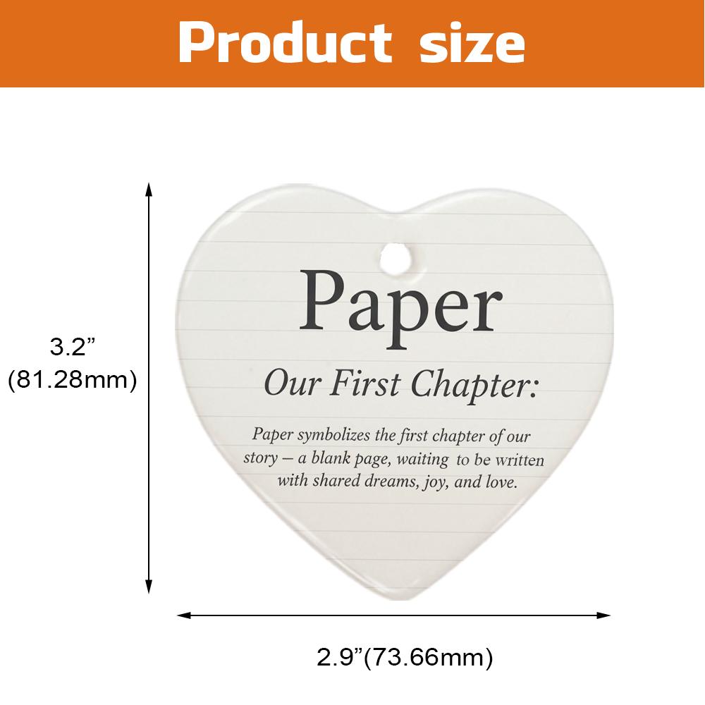 Heart Anniversary Ornament – Personalized 1st Anniversary Keepsake, Paper Chapter Gift