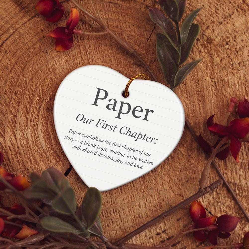 Heart Anniversary Ornament – Personalized 1st Anniversary Keepsake, Paper Chapter Gift