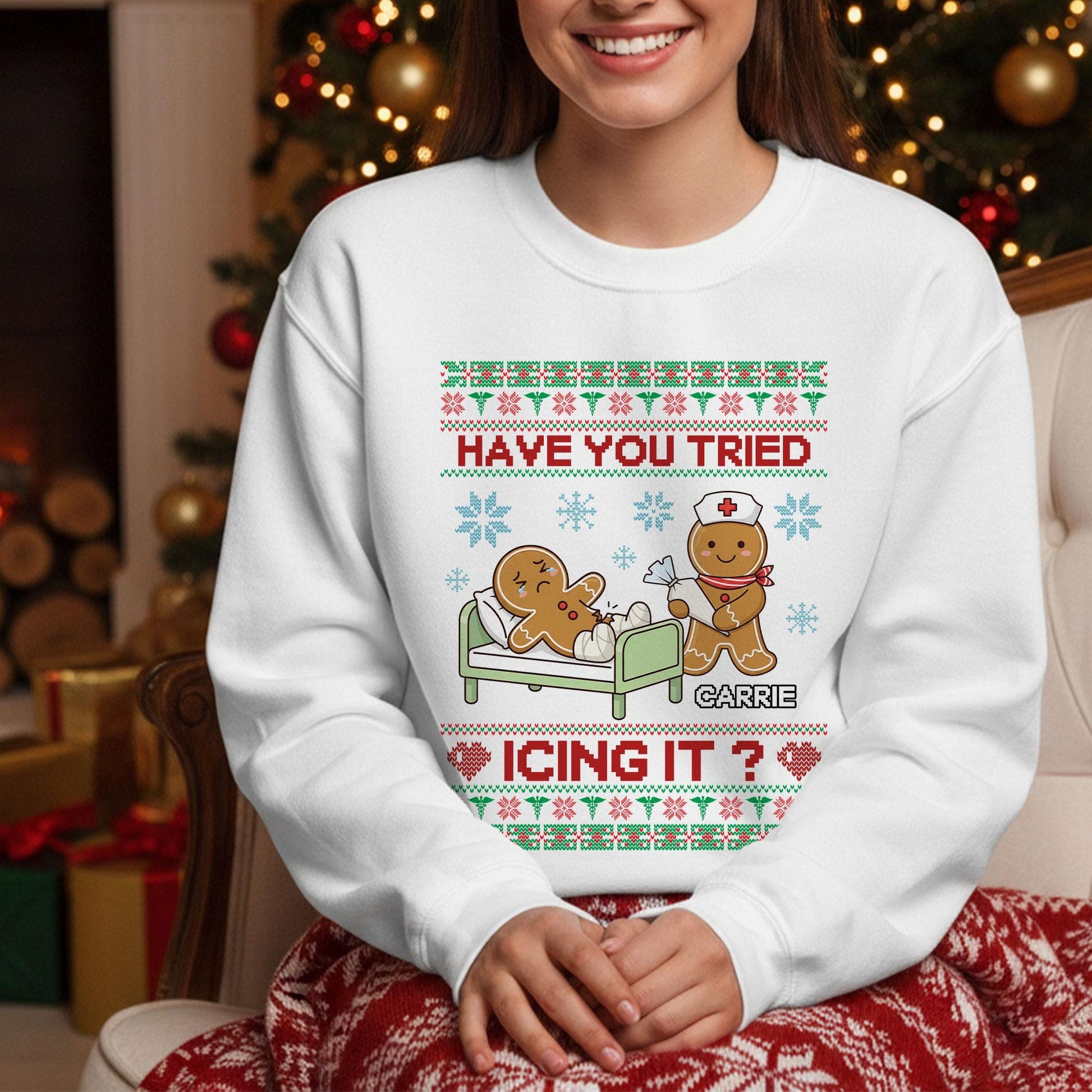 Funny Nurse Christmas Sweatshirt: Gingerbread Icing Medical Pullover