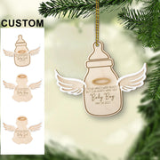 Personalized Wood Infant Memorial Ornament: Angel Wings Bereavement Keepsake, Custom Baby Loss Sympathy Decor