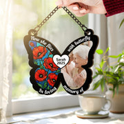Personalized Photo Wood Butterfly Plaque: Poppy Wall Decor, Custom Bereavement Sympathy Keepsake