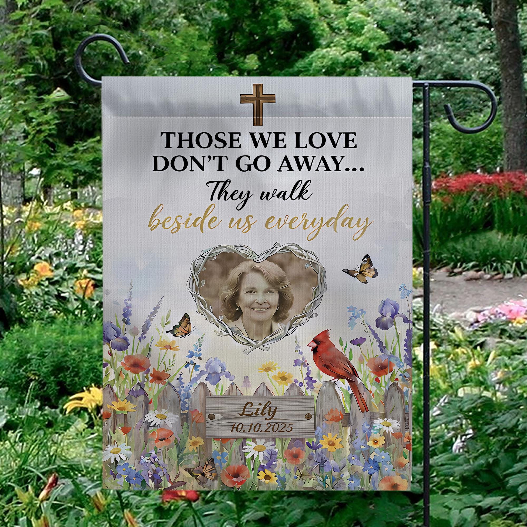 Personalized Photo Memorial Garden Flag: Christian Cardinal Sympathy Keepsake