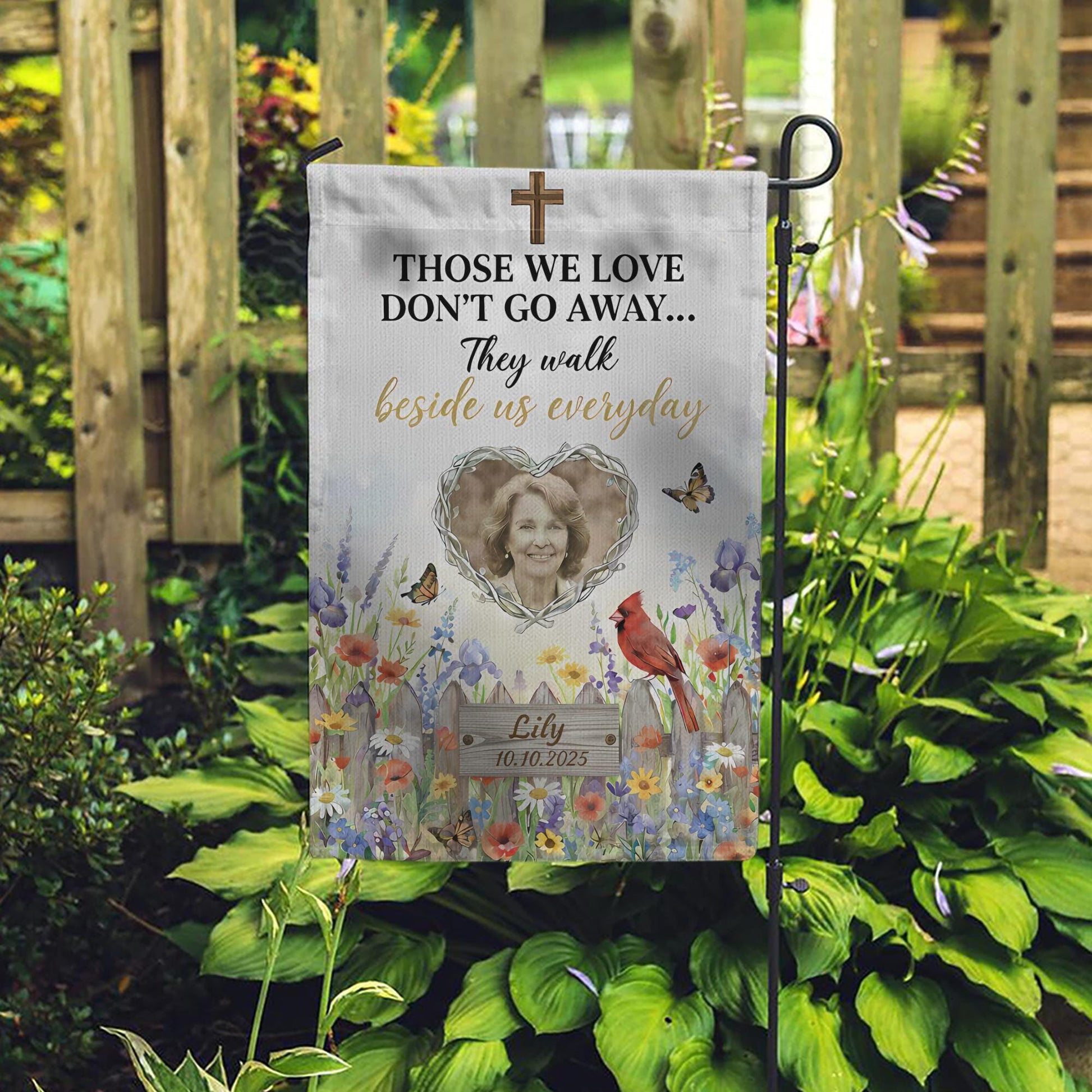 Personalized Photo Memorial Garden Flag: Christian Cardinal Sympathy Keepsake