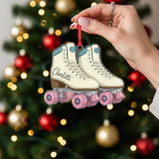 Personalized Roller Skate Ornament – Custom Name Christmas Tree Decoration, Retro Skating Acrylic Ornament