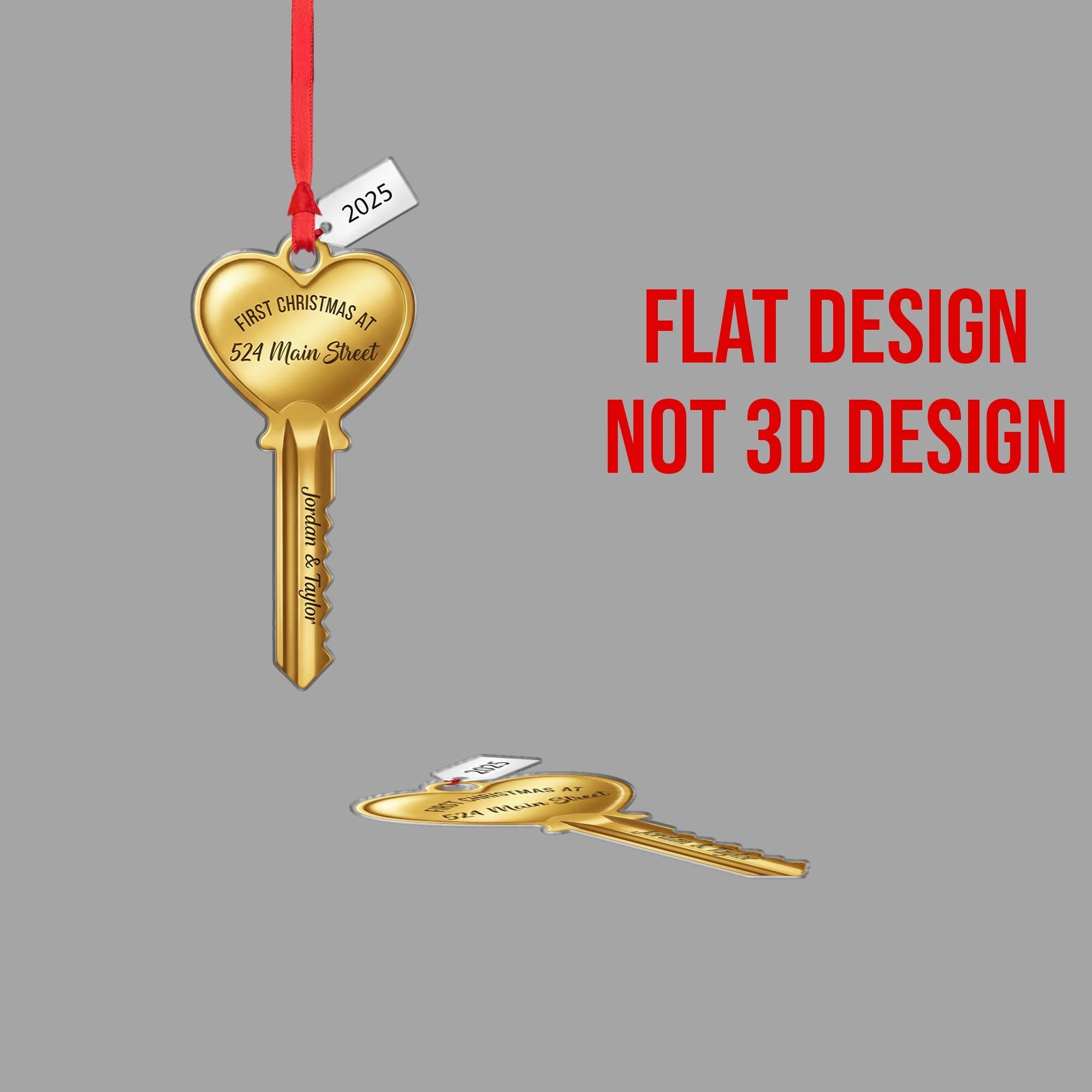 Personalized New Home Ornament – Custom Address Key Decoration, First Christmas House Acrylic Ornament