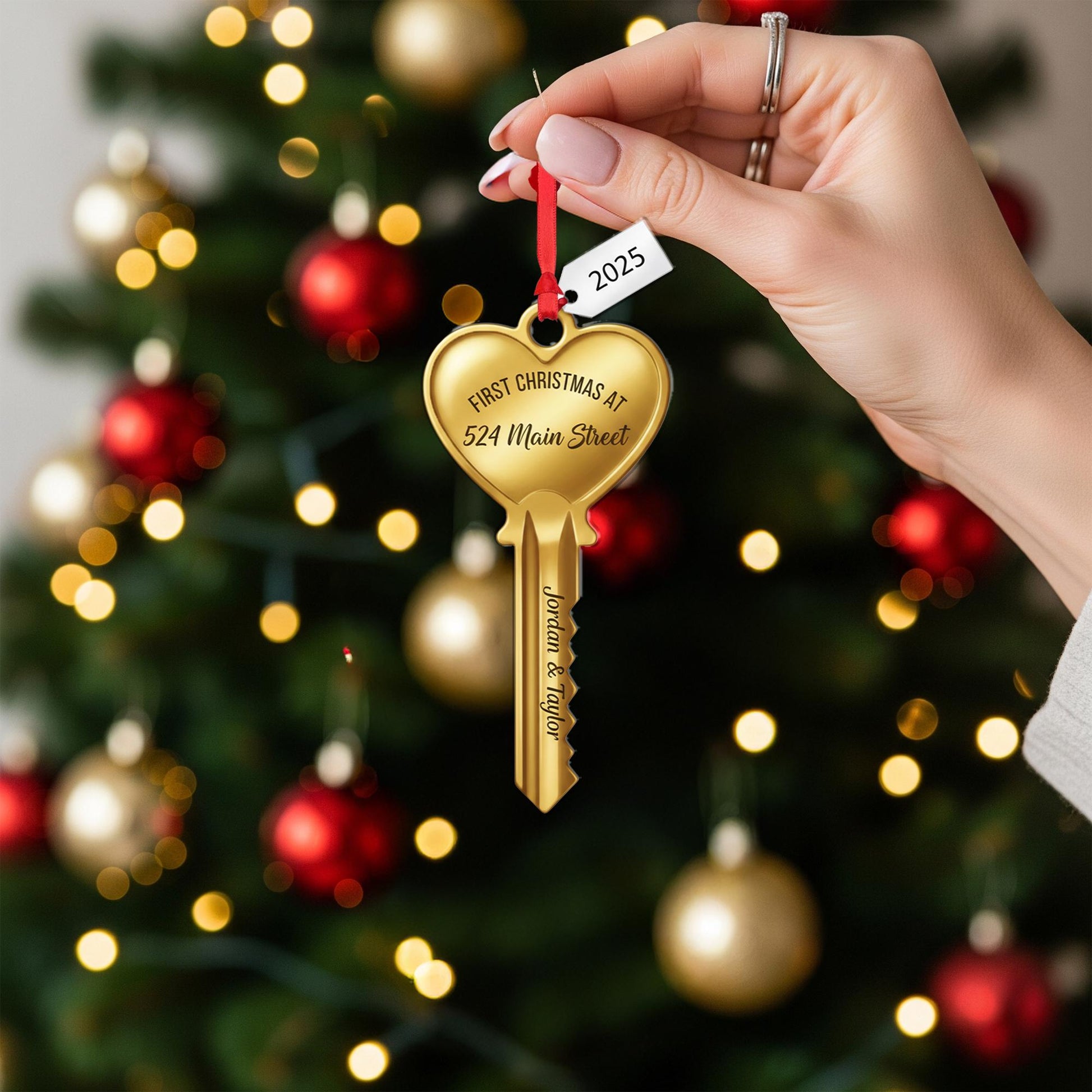 Personalized New Home Ornament – Custom Address Key Decoration, First Christmas House Acrylic Ornament