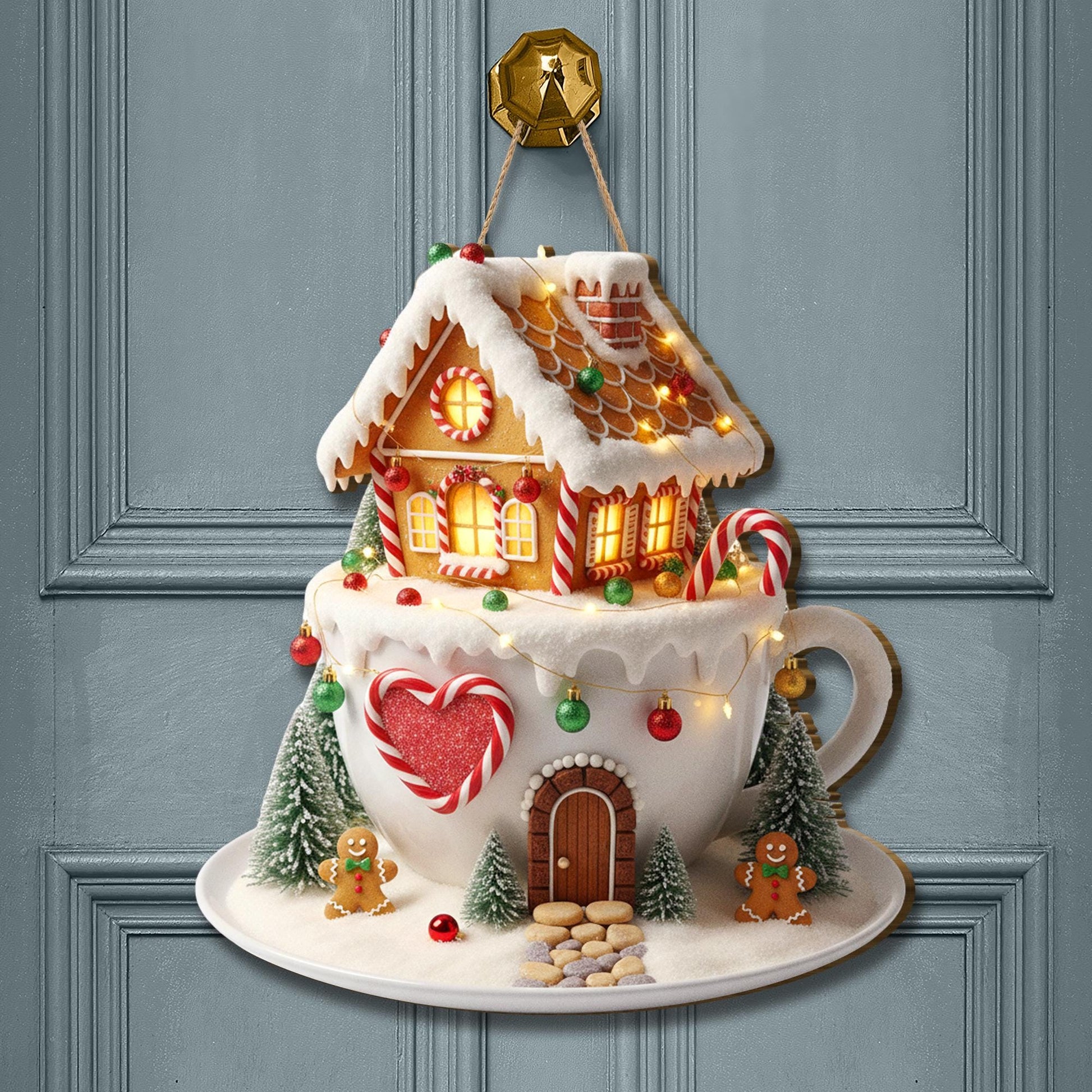 Christmas Gingerbread House Door Sign - Winter Welcome Sign