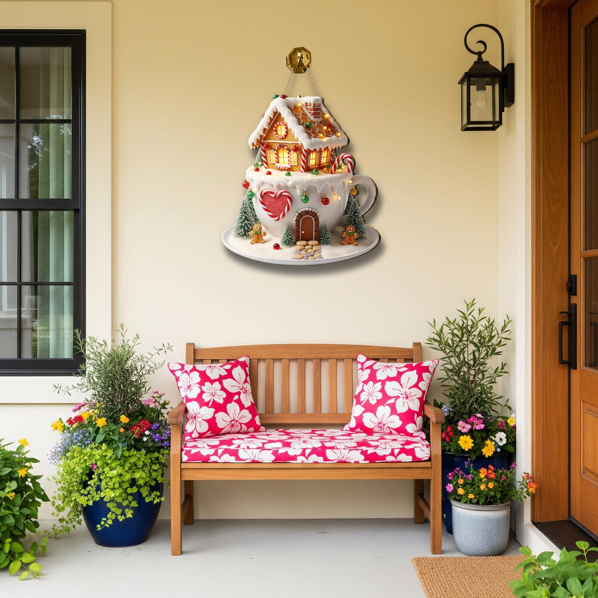 Christmas Gingerbread House Door Sign - Winter Welcome Sign