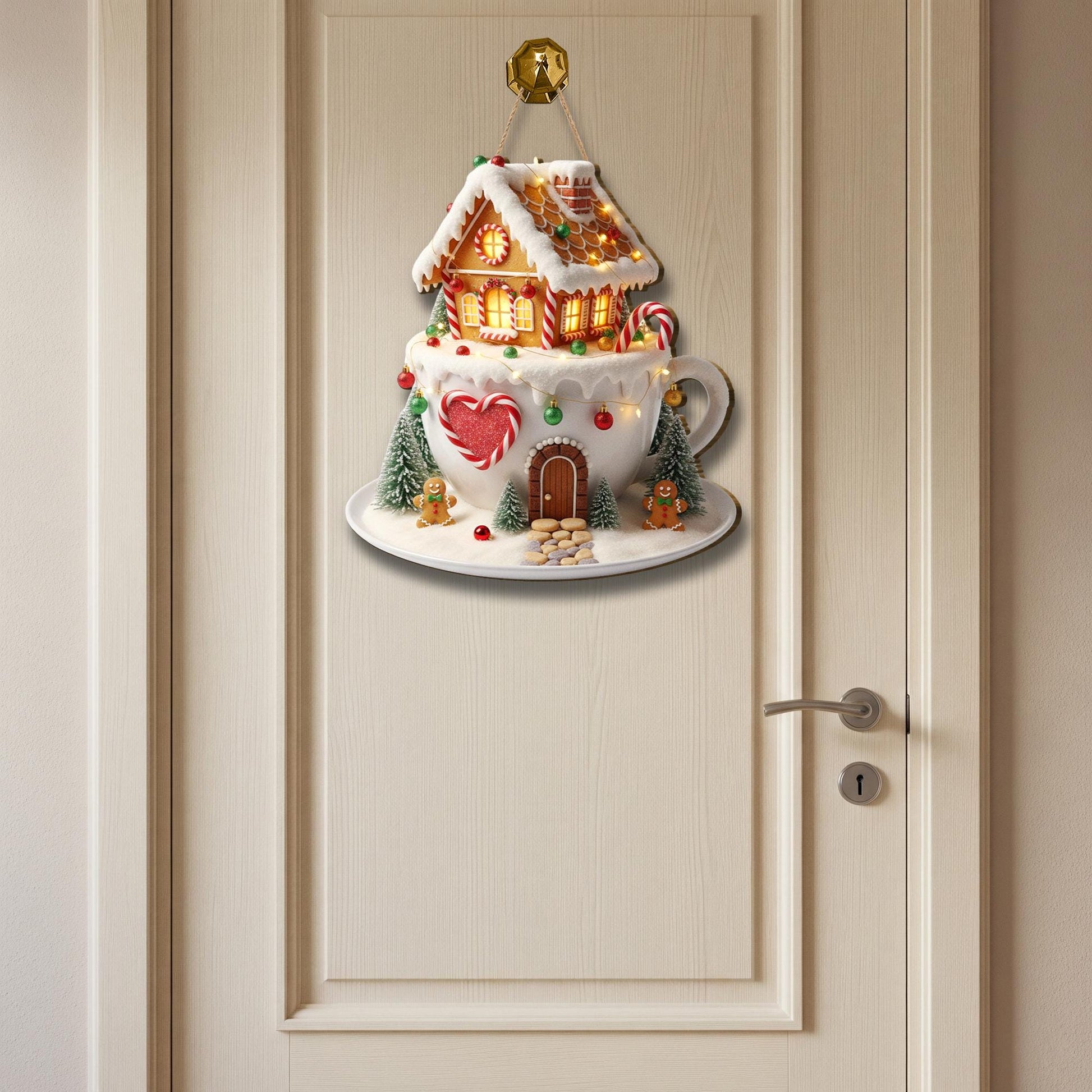 Christmas Gingerbread House Door Sign - Winter Welcome Sign
