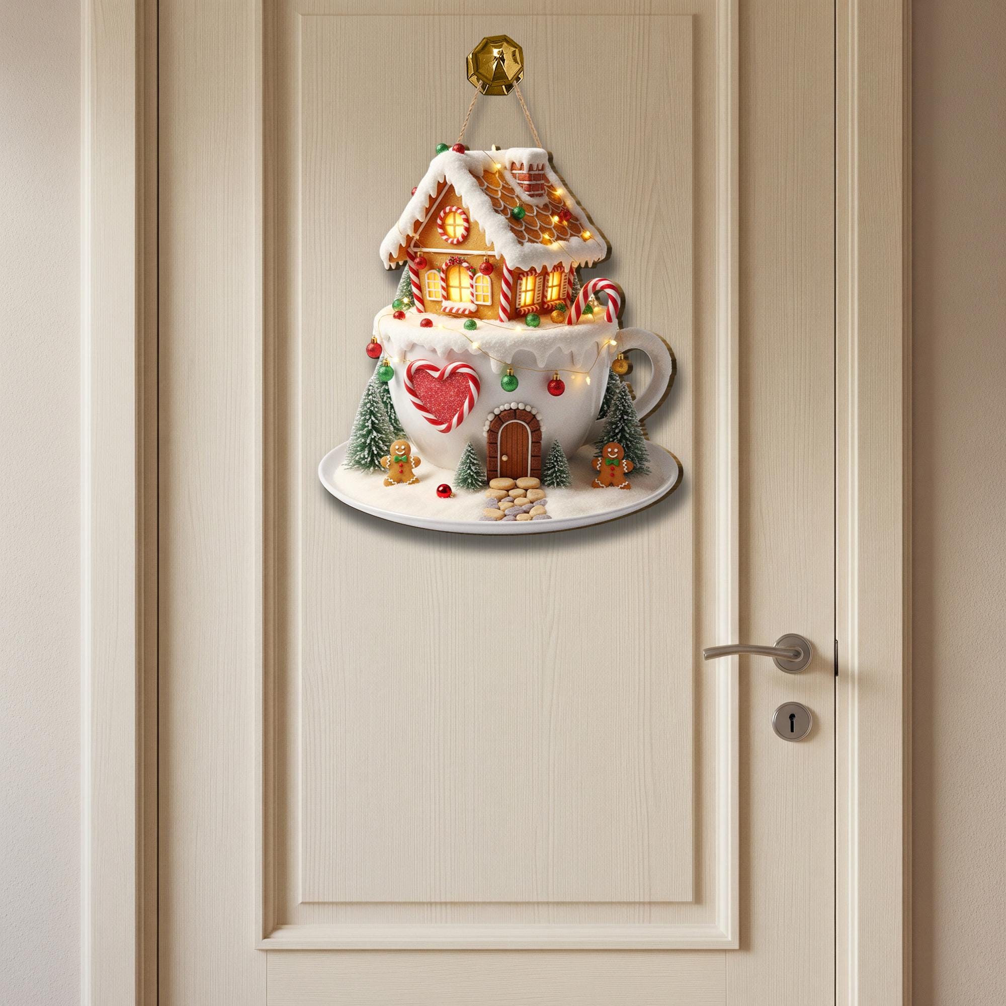 Christmas Gingerbread House Door Sign - Winter Welcome Sign