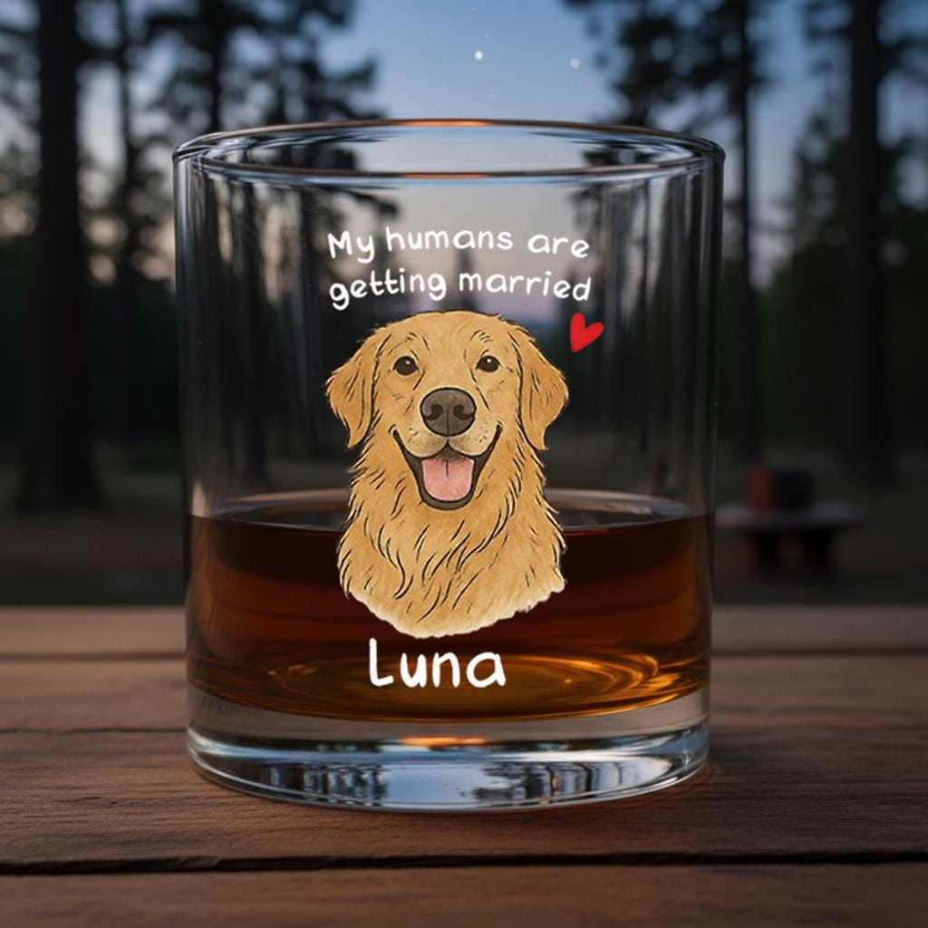 Custom Pet Portrait Wine Glass Personalized Dog Wedding Glassware