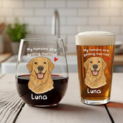 Custom Pet Portrait Wine Glass Personalized Dog Wedding Glassware