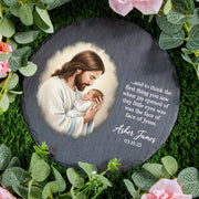 Personalized Memorial Garden Stone – Christian Remembrance Gift – In Memory Garden Decor