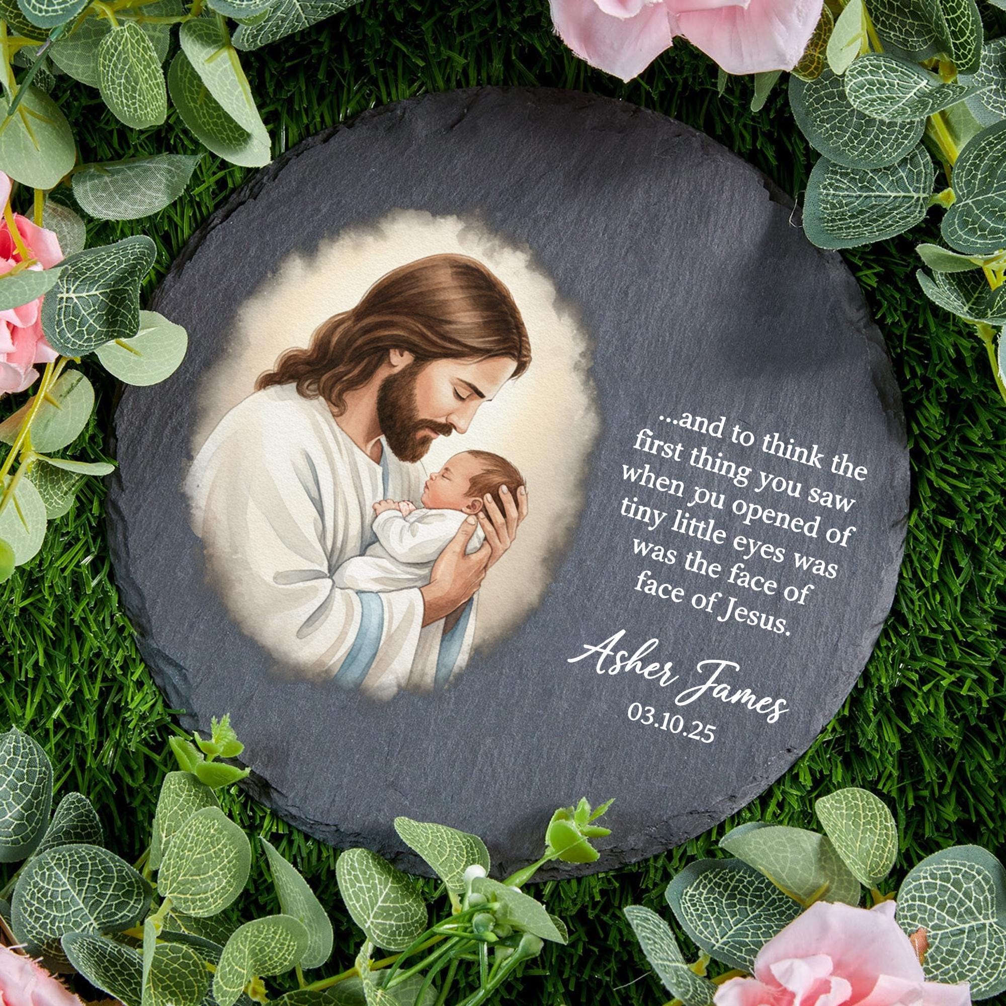 Personalized Memorial Garden Stone – Christian Remembrance Gift – In Memory Garden Decor