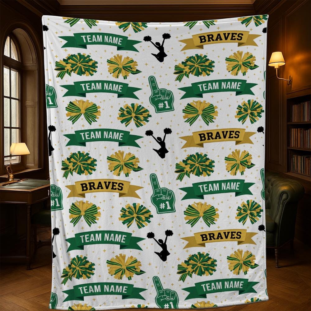 Custom Cheer Team Blanket: Personalized Pom Pom Spirit Gift