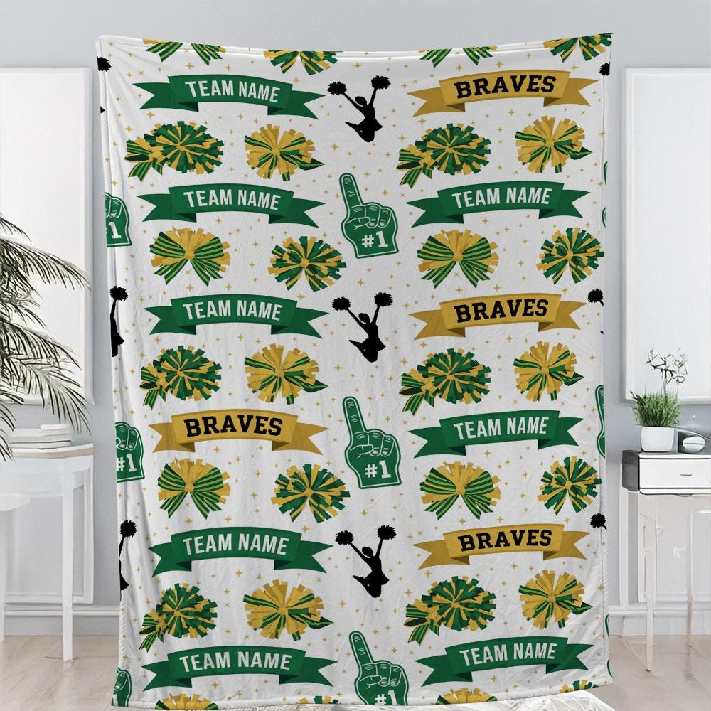 Custom Cheer Team Blanket: Personalized Pom Pom Spirit Gift
