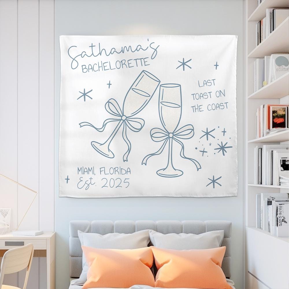 Personalized Bachelorette Party Tapestry – Custom Last Toast on the Coast Decor