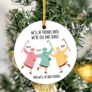 Ceramic Ornament, Personalized Friends Silhouette Design with Names & Quote