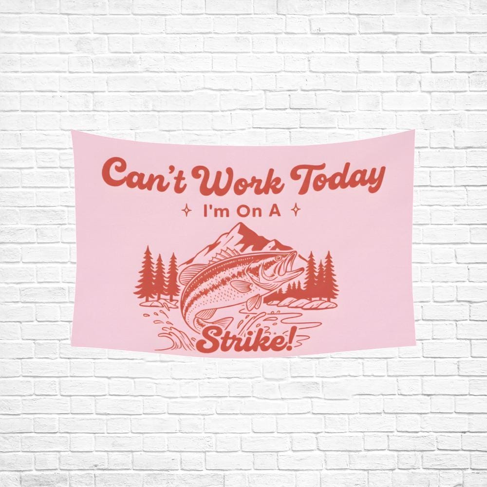 Fishing Tapestry: Bass Illustration, Mountain River Banner