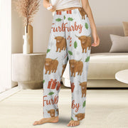Custom Name Highland Cow Pajama Pants: Christmas Cow Lover Gift