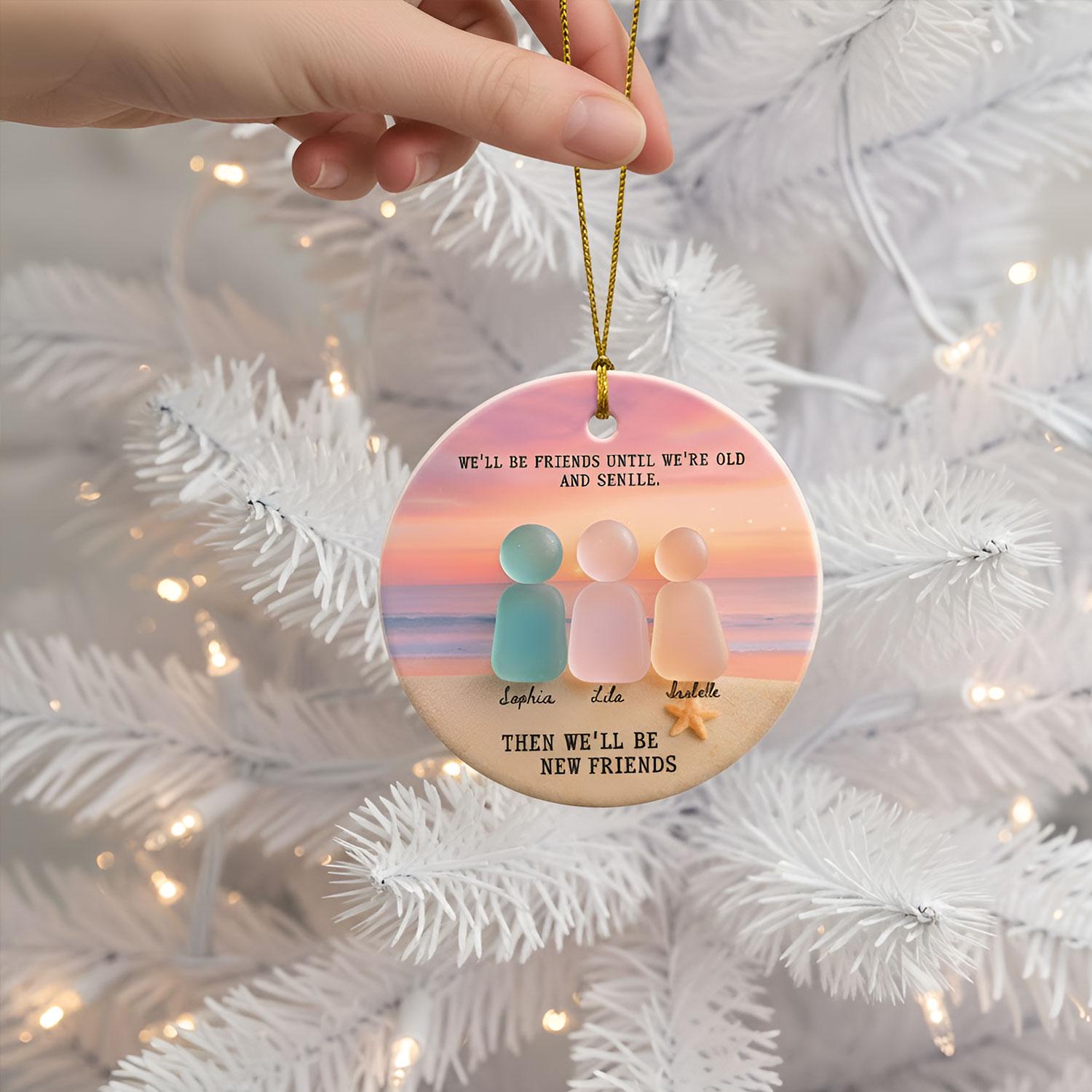 Personalized Friendship Sea Glass Beach Christmas Ornament: Funny Bestie Holiday Keepsake for Friends
