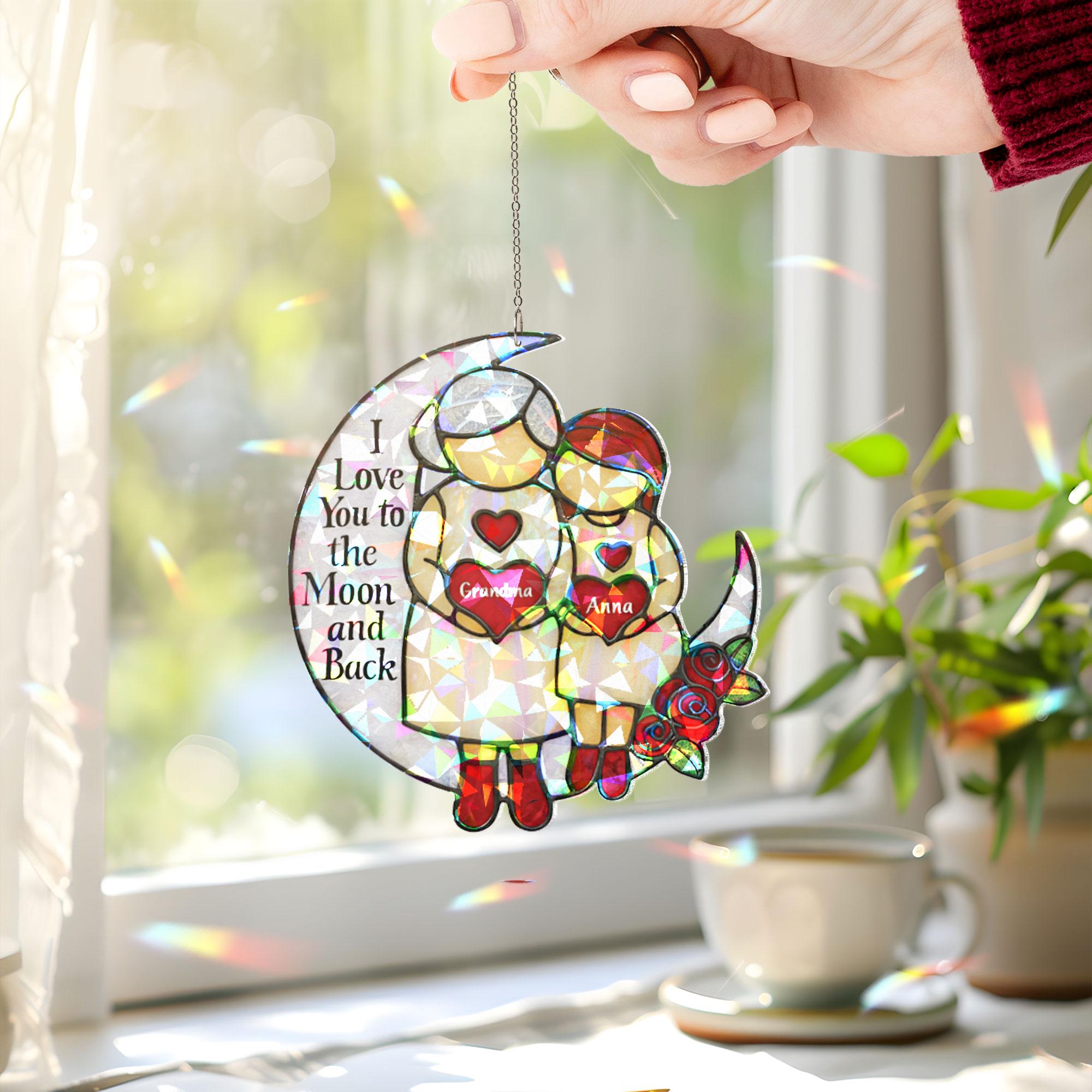 Christmas Hologram Ornament for Grandma: Personalized Crescent Moon Keepsake, Holiday Tree Decor