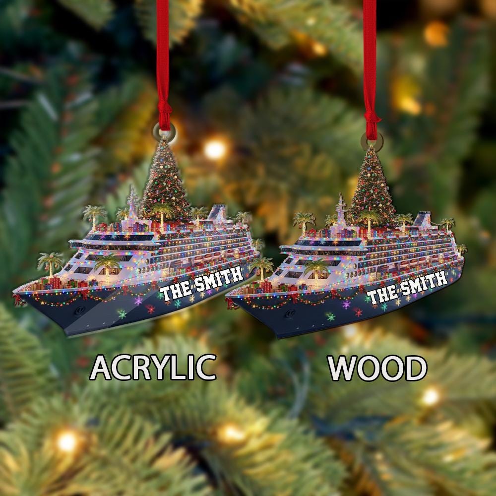 Personalized Cruise Ship Christmas Ornament – Custom Name Ocean Liner Holiday Decoration