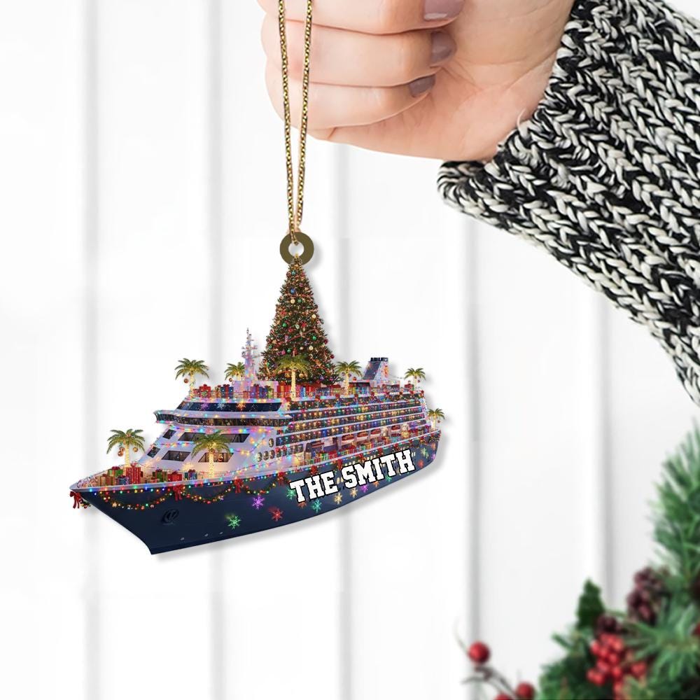 Personalized Cruise Ship Christmas Ornament – Custom Name Ocean Liner Holiday Decoration