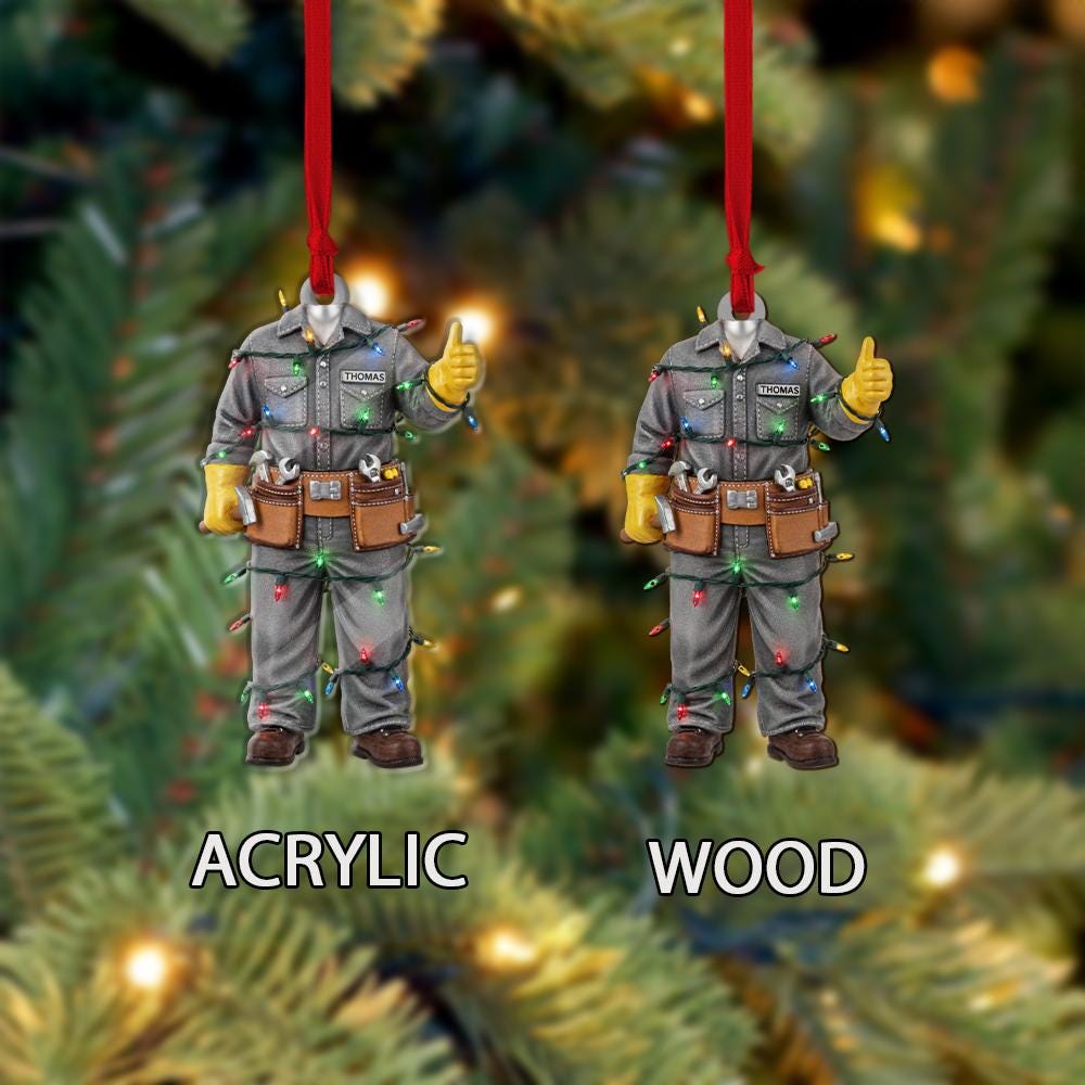 Personalized Handyman Ornament: Custom Construction Worker Gift
