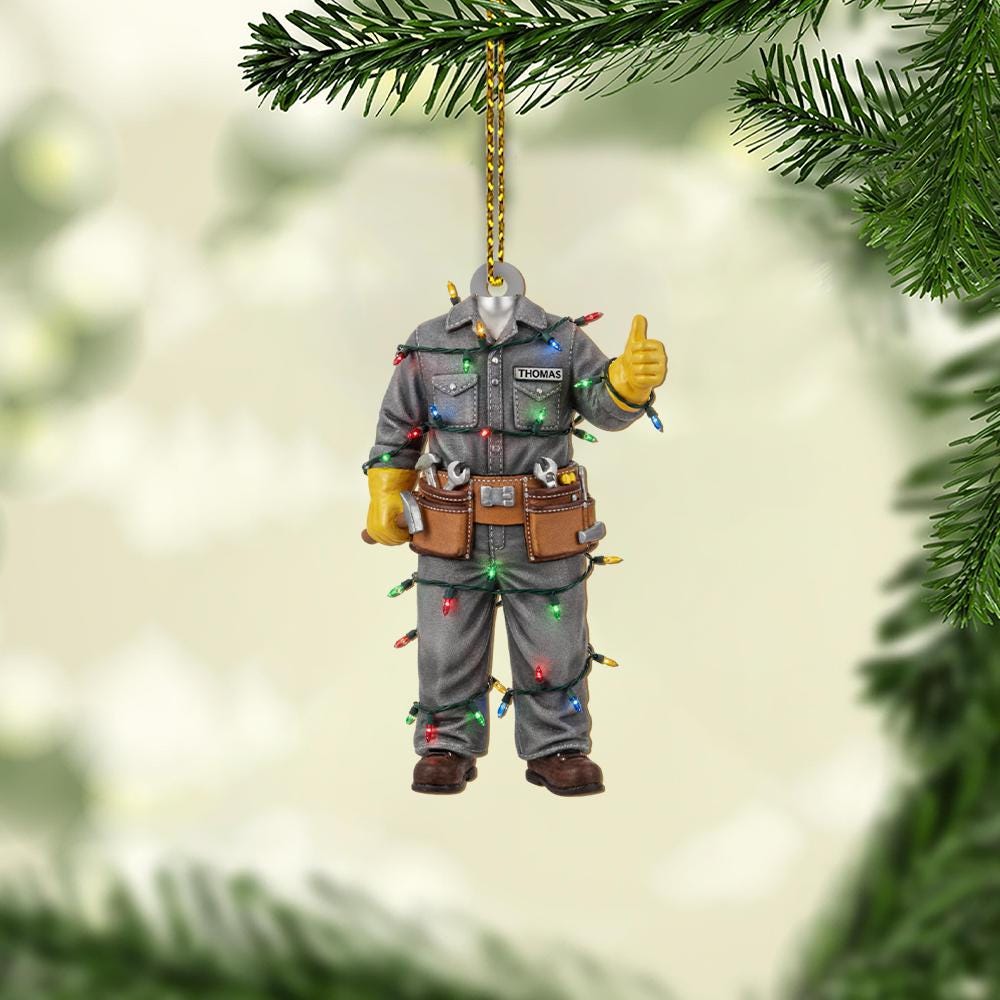 Personalized Handyman Ornament: Custom Construction Worker Gift