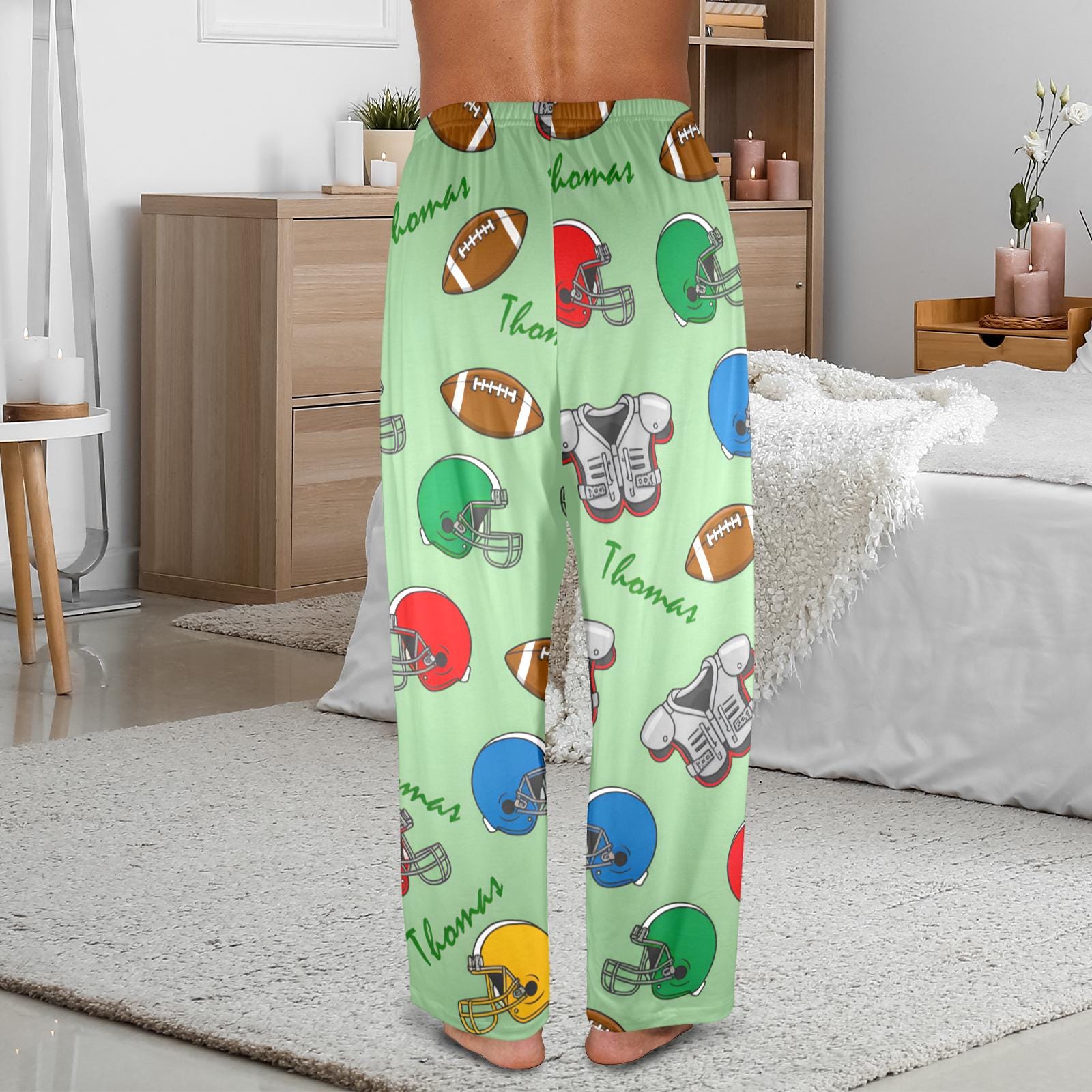 Personalized Football Pajama Pants: Custom Name Loungewear