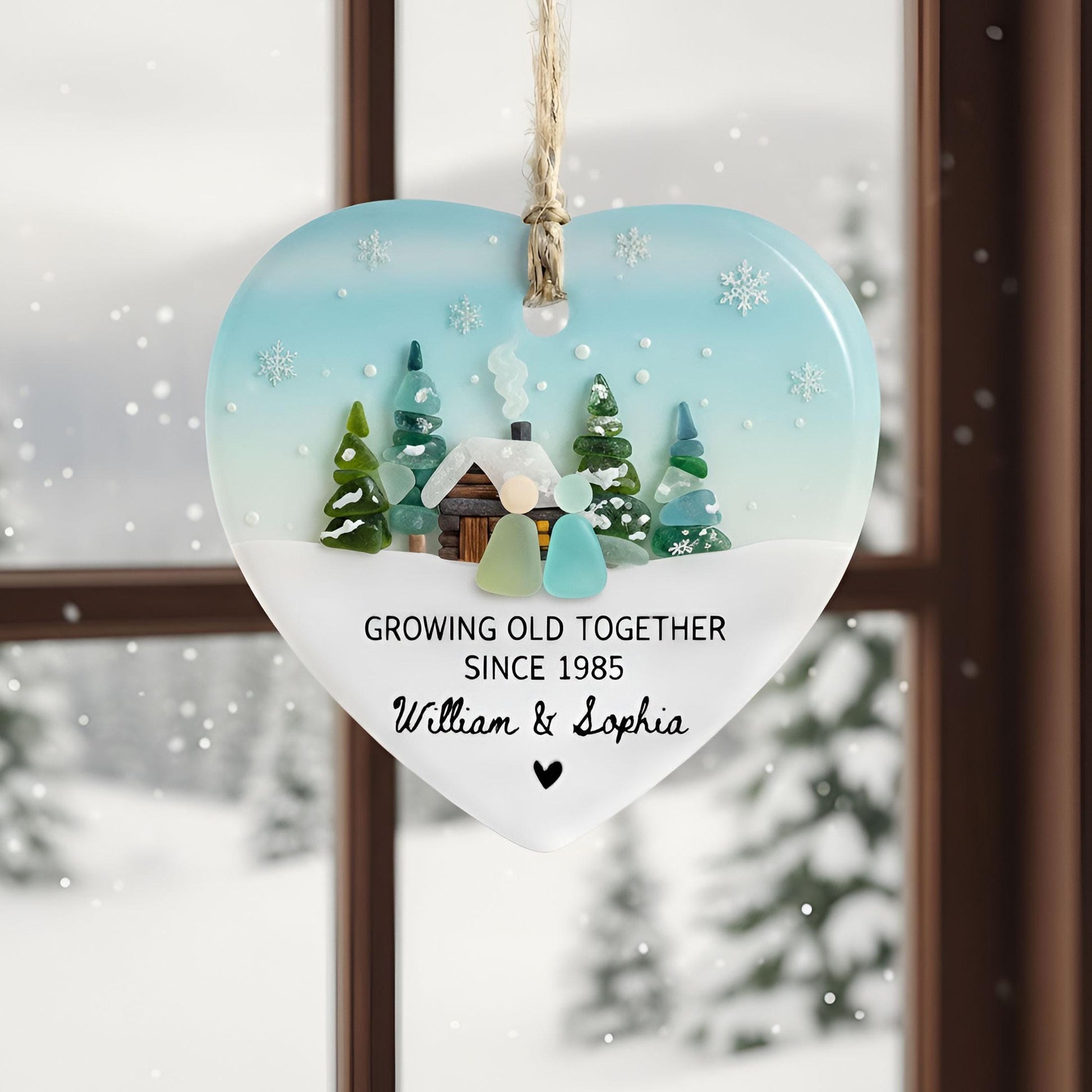 Personalized Old Couple Christmas Ornament: Winter Keepsake, Custom Anniversary
