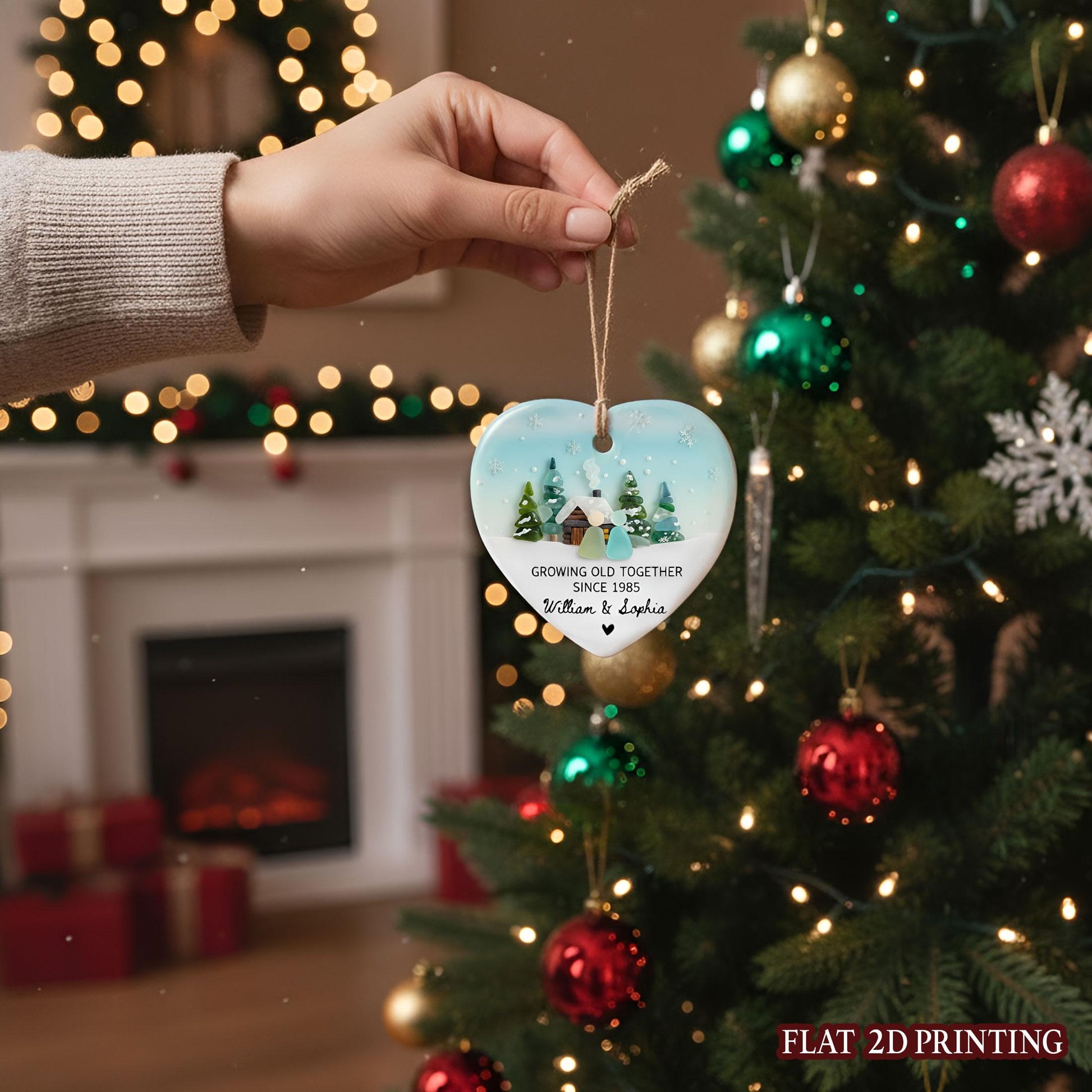 Personalized Old Couple Christmas Ornament: Winter Keepsake, Custom Anniversary