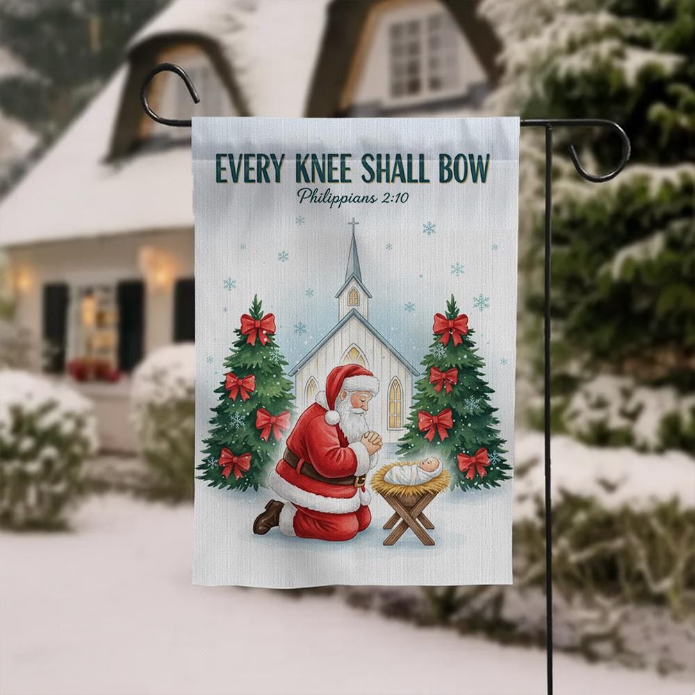 Christian Christmas Garden Flag: Santa Nativity Scene Yard Decor