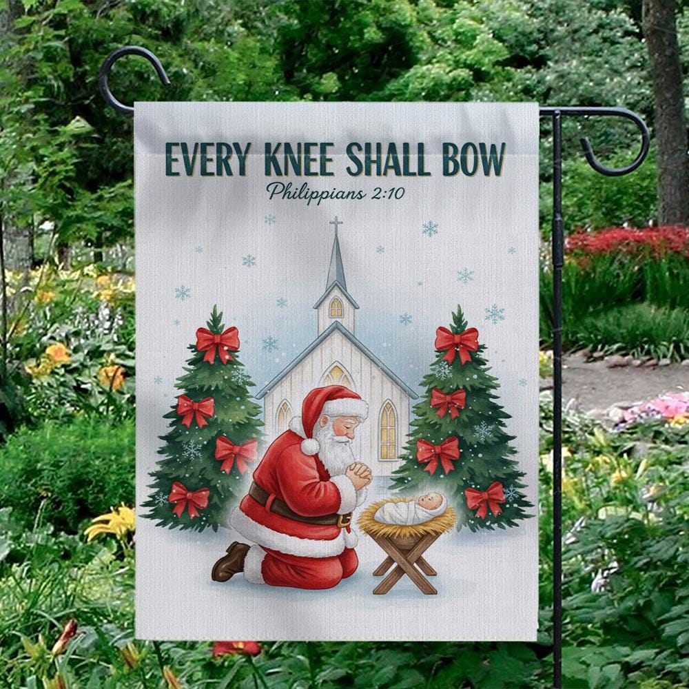 Christian Christmas Garden Flag: Santa Nativity Scene Yard Decor