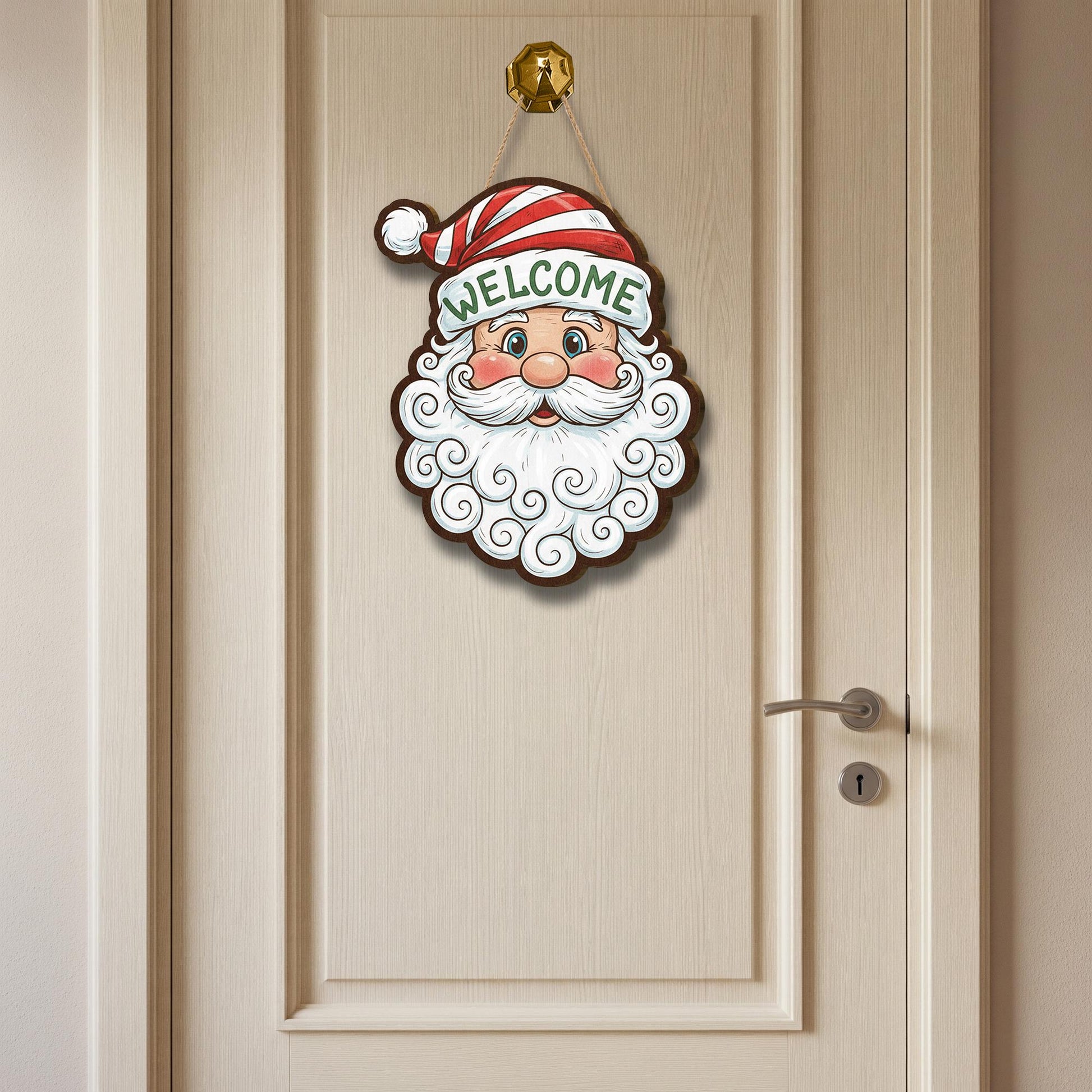 Santa Welcome Door Sign: Christmas Front Door Decor