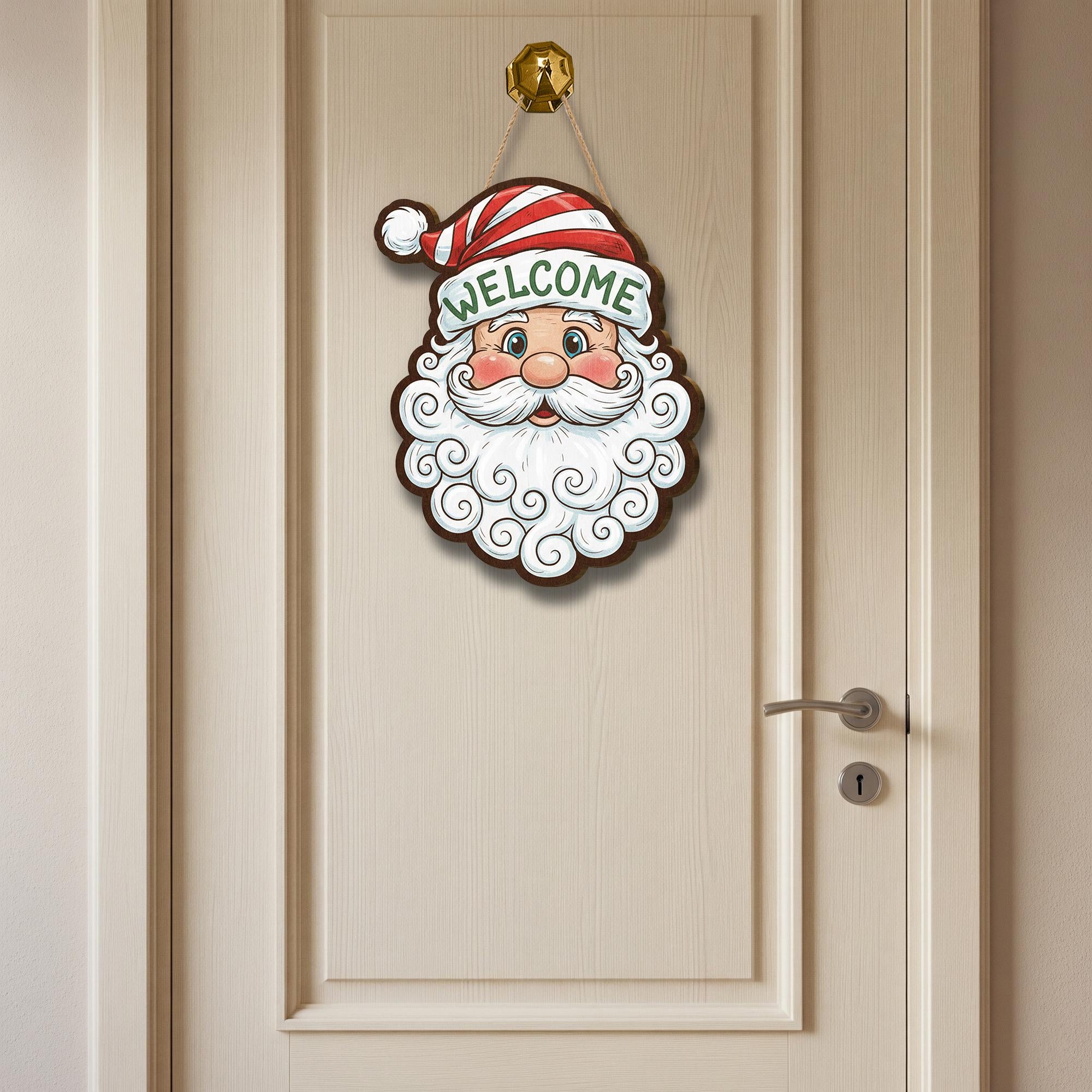 Santa Welcome Door Sign: Christmas Front Door Decor