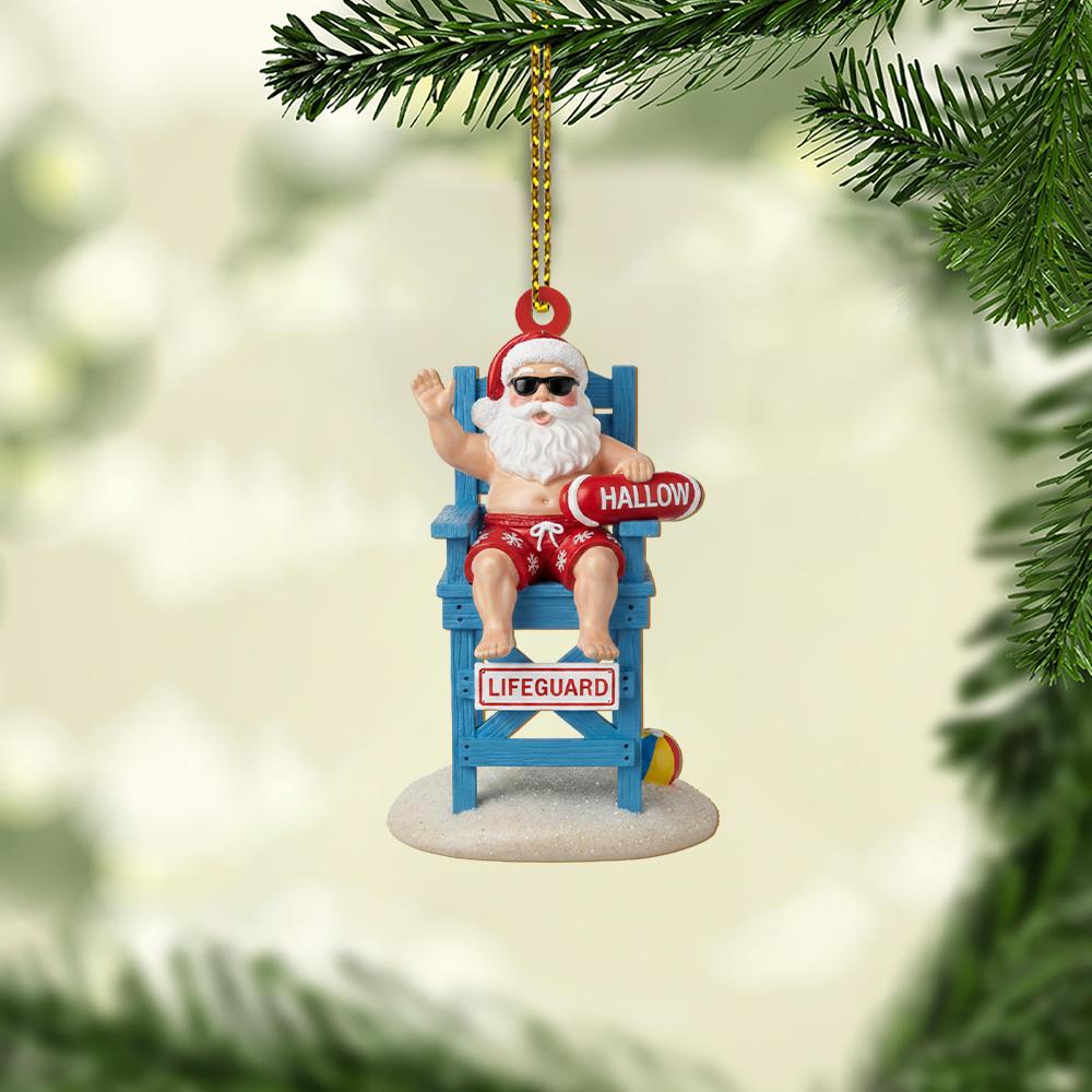 Lifeguard Santa Christmas Ornament – Beach Holiday Decoration