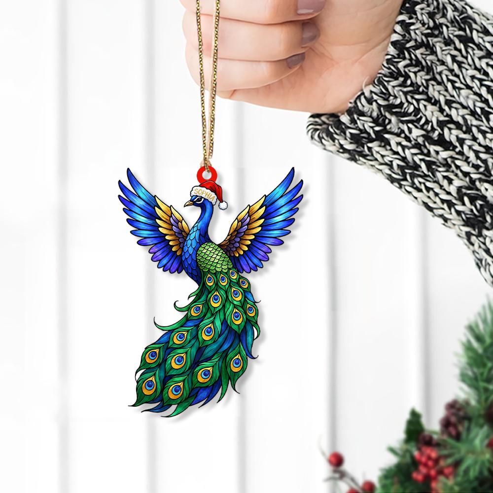 Custom Peacock Christmas Ornament – Personalized Bird Tree Decoration – Holiday Hanging Keepsake