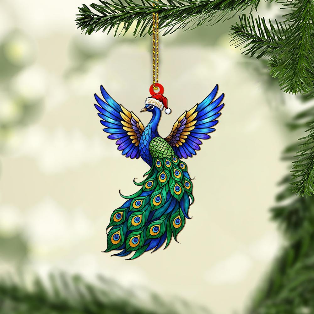 Custom Peacock Christmas Ornament – Personalized Bird Tree Decoration – Holiday Hanging Keepsake