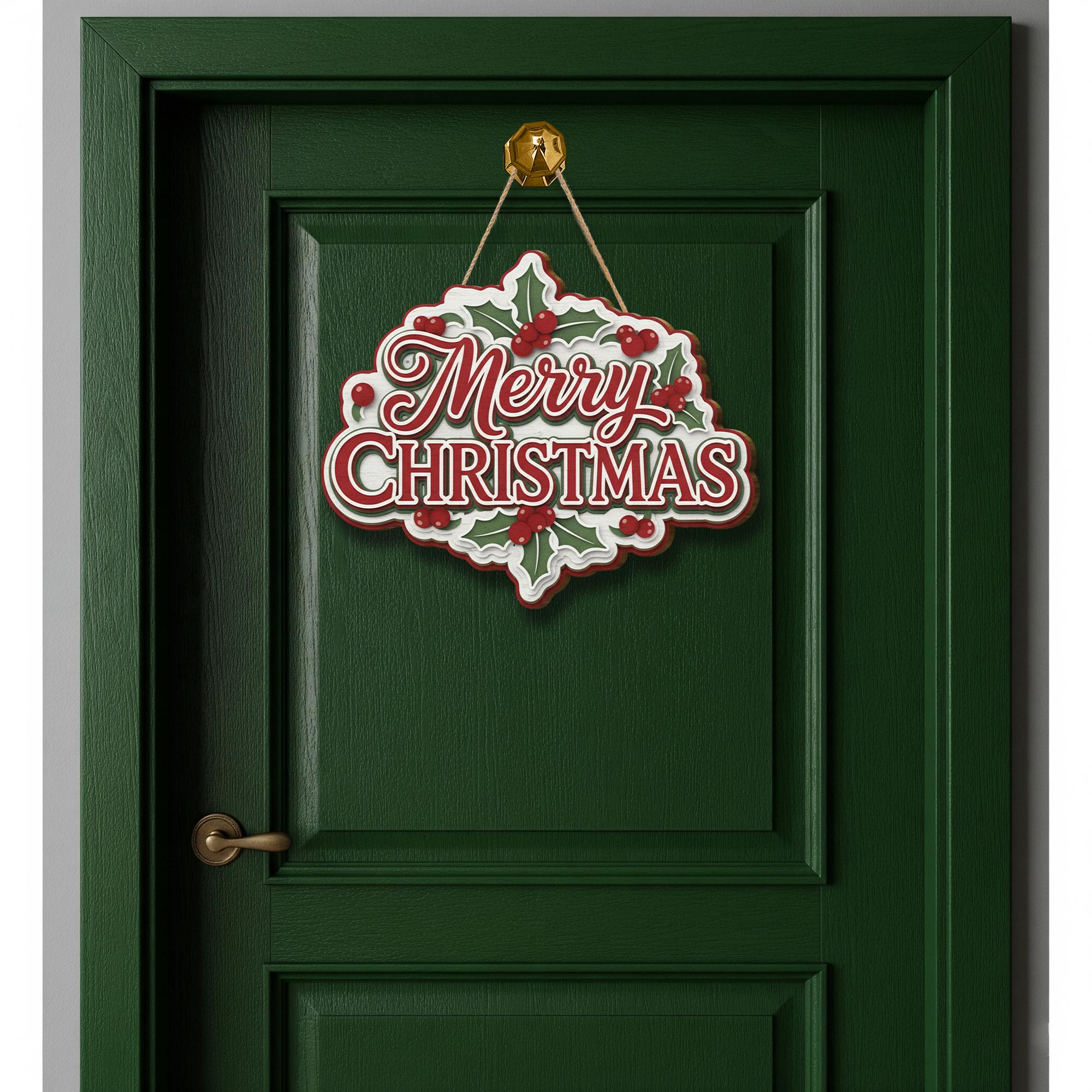 Merry Christmas Door Sign: Rustic Holiday Porch Decor