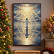 Jesus Wall Art Print – Christian Poster Religious Home Decoration with Light and Reflection Design