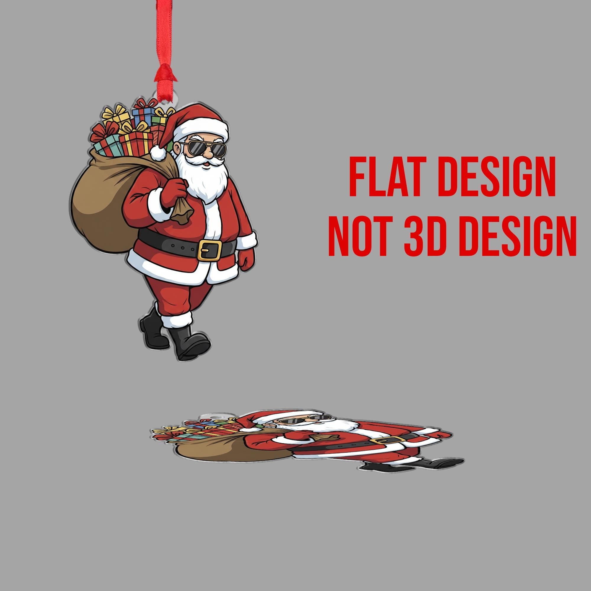 Santa Claus Christmas Ornament – Sunglasses and Gift Sack Hanging Decoration