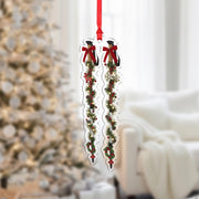 Ski Christmas Ornament – Garland with Bows and Snowflakes Tree Decoration