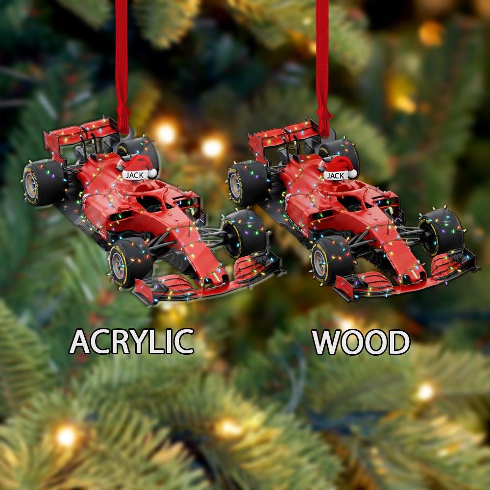 Personalized Formula 1 Car Christmas Ornament: Red Race Car Keepsake