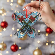 Snowshoe Christmas Ornament – Crossed Snowshoes with Garland and Bows Decoration