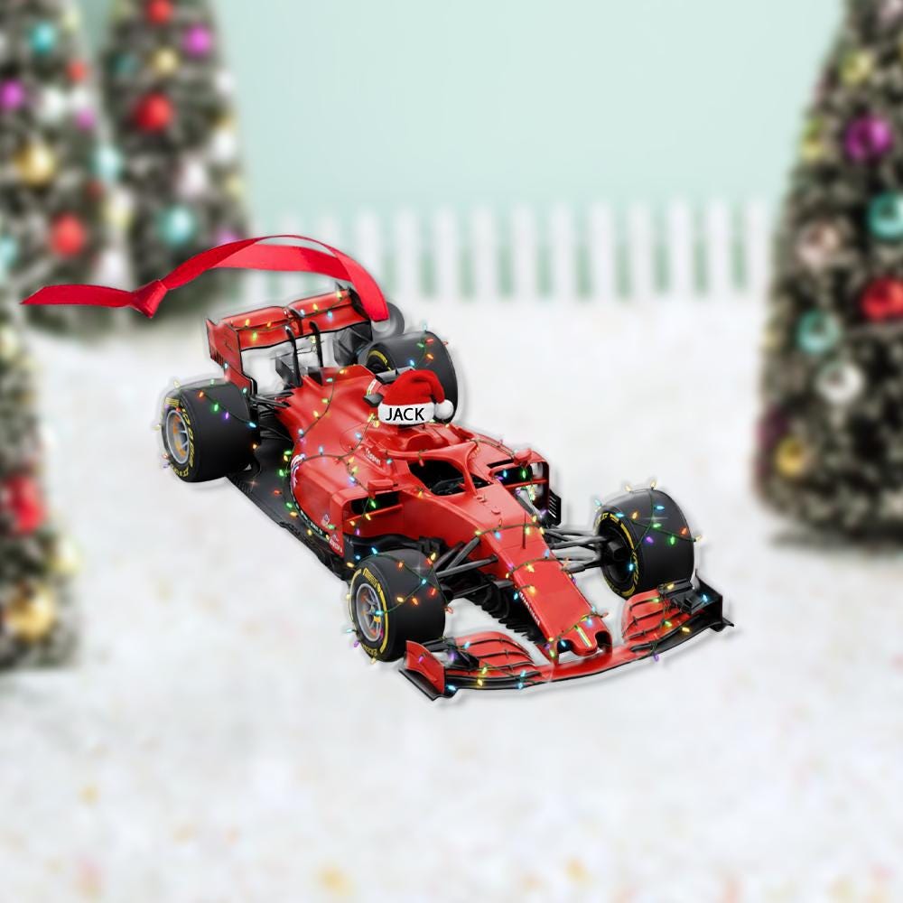 Personalized Formula 1 Car Christmas Ornament: Red Race Car Keepsake