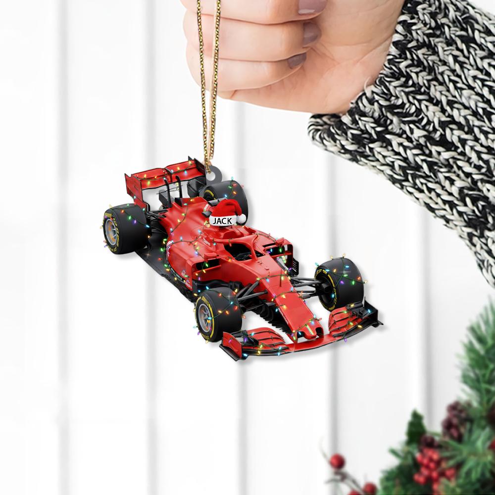 Personalized Formula 1 Car Christmas Ornament: Red Race Car Keepsake