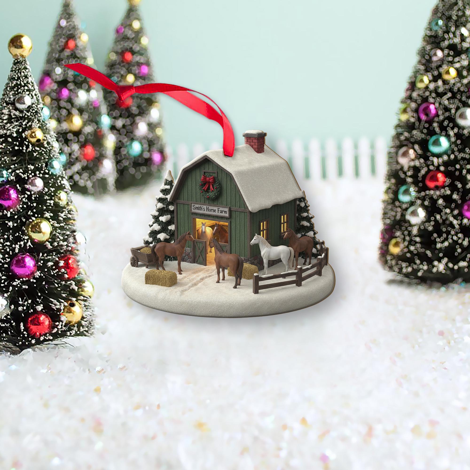 Personalized Horse Farm Christmas Ornament – Barn Holiday Decor